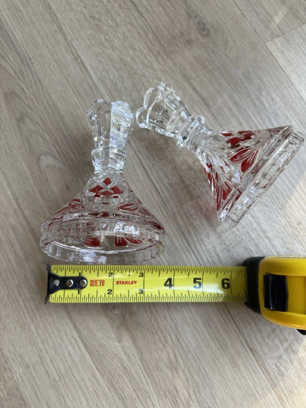 Vintage Anna Hutte Bleikristall Lead Crystal (24%) Ruby Candlestick Holders